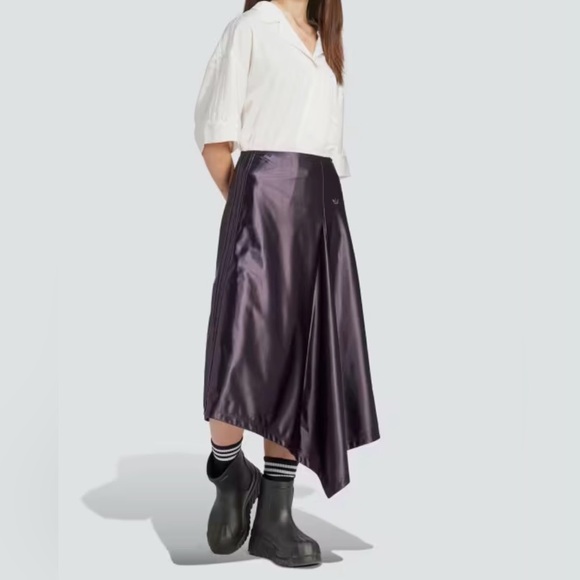 adidas Dresses & Skirts - Adidas Originals Midi Asymmetrical High Rise Satin Skirt‎ in Shiny Purple Sz 2